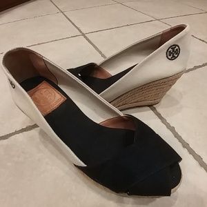 Tory Burch peep toe espadrilles - like new
